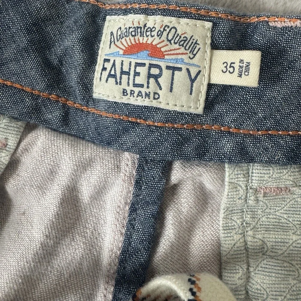 Faherty Men's Chino Shorts Linen Blend Blush Pink 35 Preppy Coastal Beach Casual